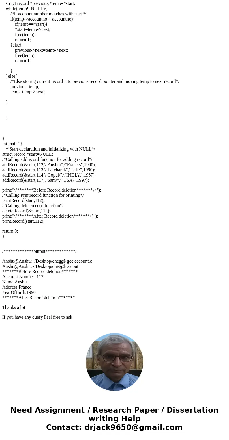 Write the functions that will add, print, and delete a bank record. The program will be written in C These are the protoypes for the functions: - int addRecord  Write the functions that will add, print, and delete a bank record. The program will be written in C These are the protoypes for the functions: - int addRecord