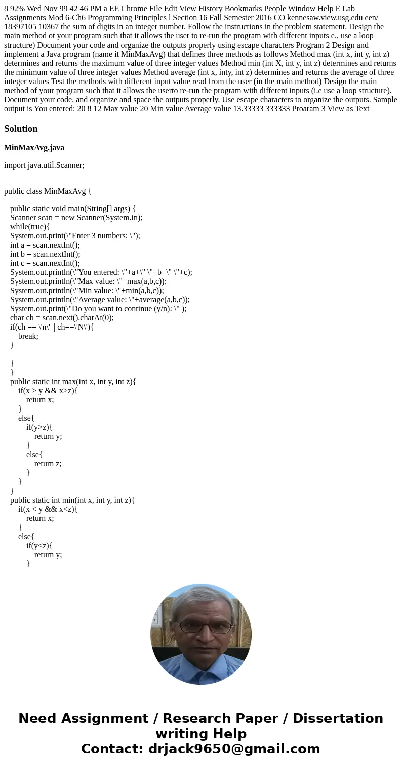  8 92% Wed Nov 99 42 46 PM a EE Chrome File Edit View History Bookmarks People Window Help E Lab Assignments Mod 6-Ch6 Programming Principles l Section 16 Fall 