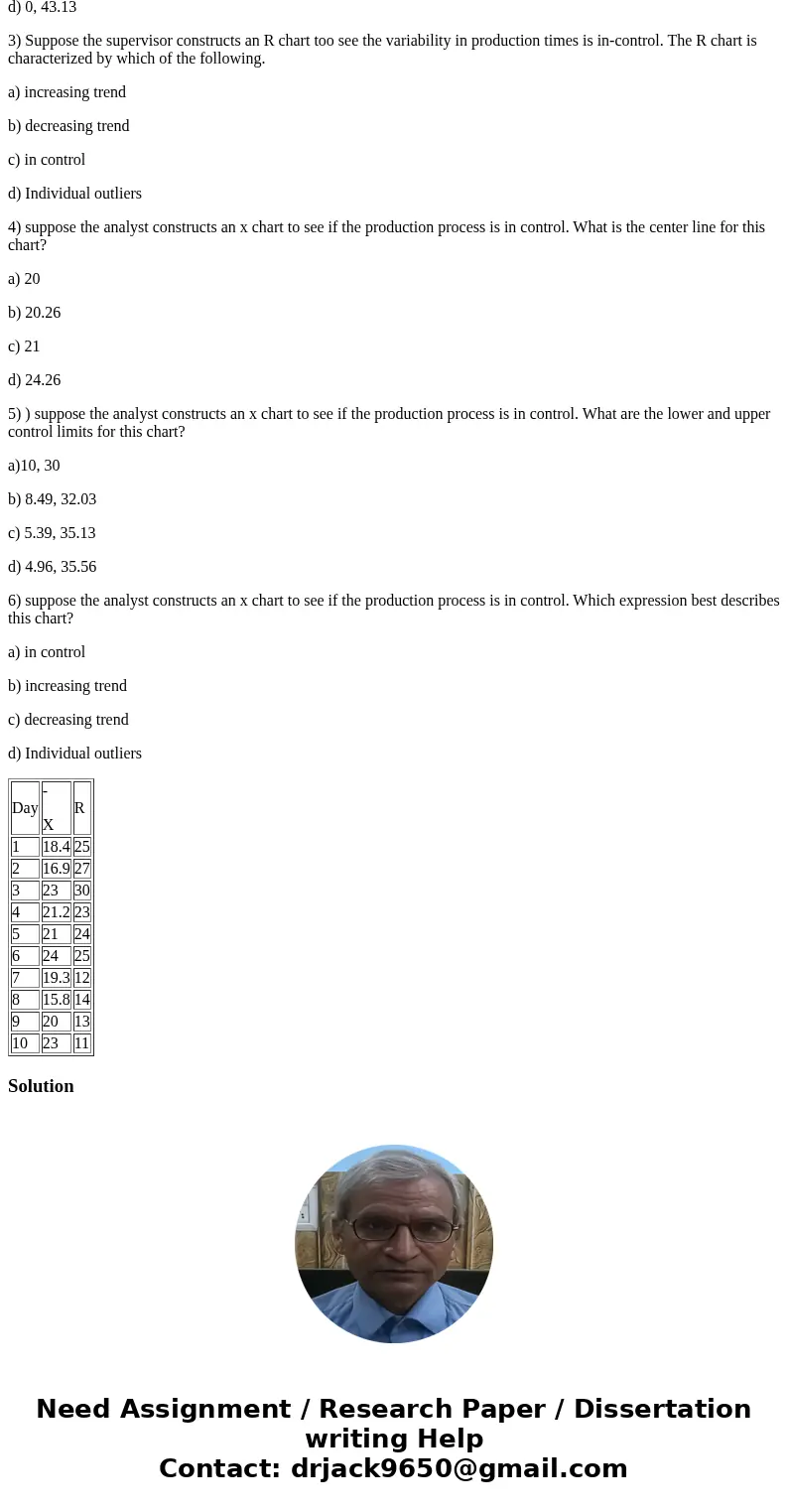 A factory supervisor is concerned that the time it takes workers to complete an important production task (measured in seconds) is to erratic and adversely affe