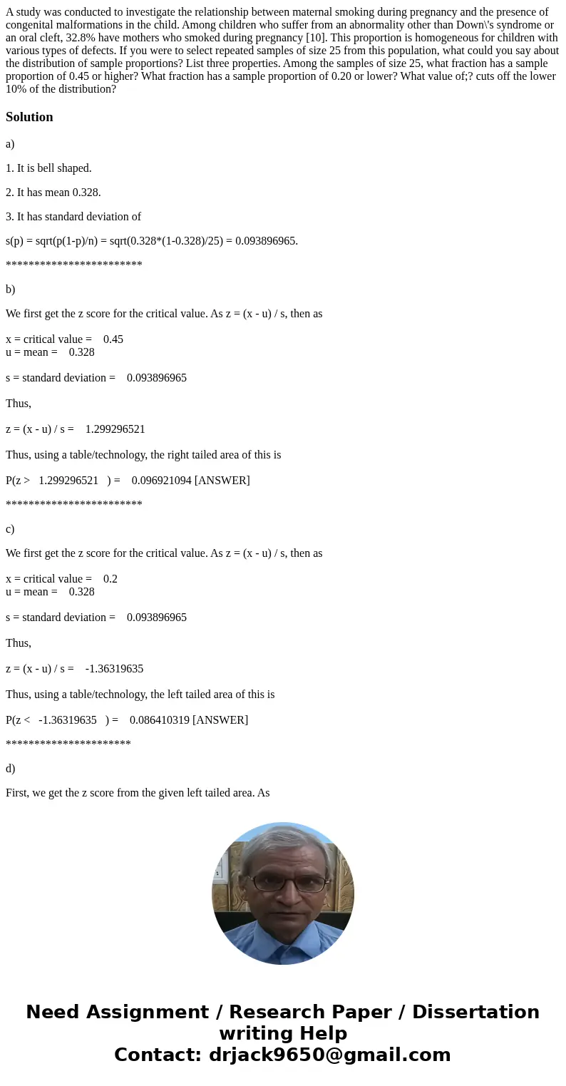 A study was conducted to investigate the relationship between maternal smoking during pregnancy and the presence of congenital malformations in the child. Amon  A study was conducted to investigate the relationship between maternal smoking during pregnancy and the presence of congenital malformations in the child. Amon