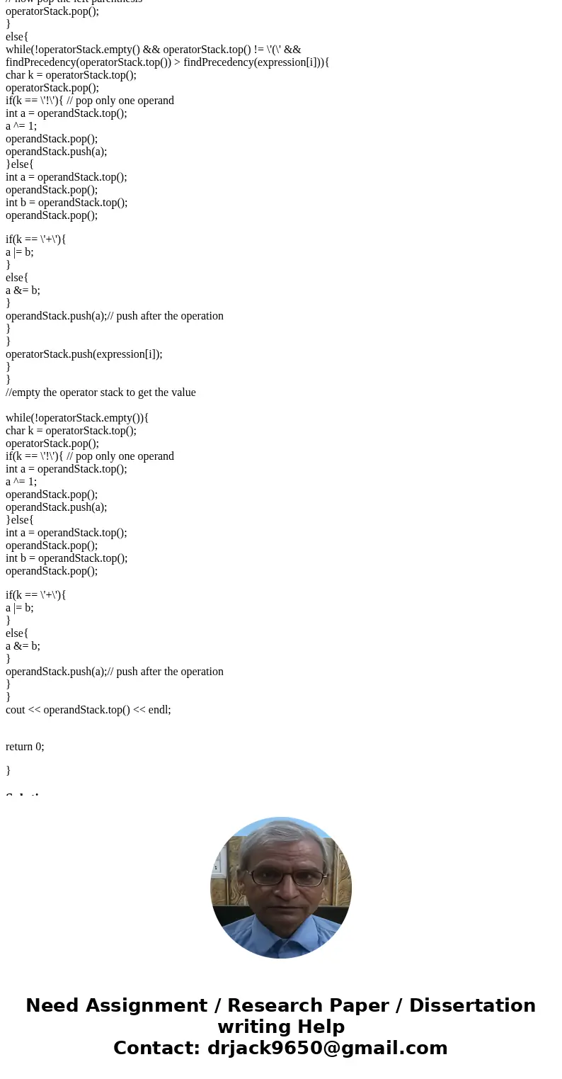 Analyze the running time of the following program in terms of the input size n, which in this case is the number of symbols in the logical expression given as t Analyze the running time of the following program in terms of the input size n, which in this case is the number of symbols in the logical expression given as t