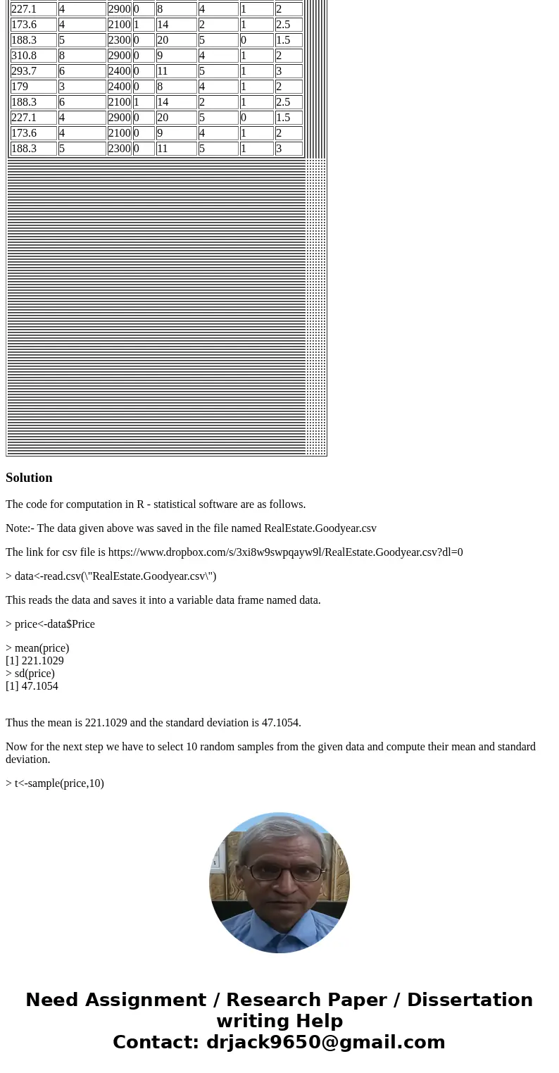 Basic Statistics for Business & Economics, Lind, 8e Refer to the Real Estate data, which report information on the homes sold in the Goodyear, Arizona, area