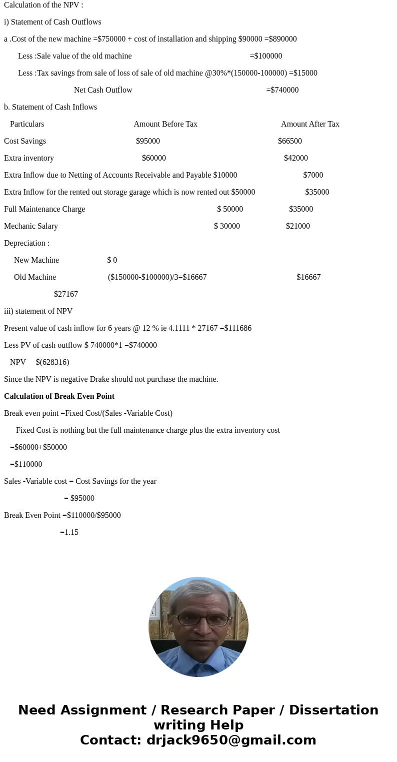Drake Enterprises is a publicly traded firm that manufactures panels for vans. The business is profitable and demand has been increasing. One of the main machin Drake Enterprises is a publicly traded firm that manufactures panels for vans. The business is profitable and demand has been increasing. One of the main machin