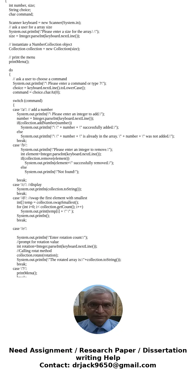  each) b) for (int i- 5: i 0 i--) ali ali 1 c) for (int i - 0: i _ 0; i--2) { a[i] . a[i + 1); } main method in this class). A class Collection has an array of 