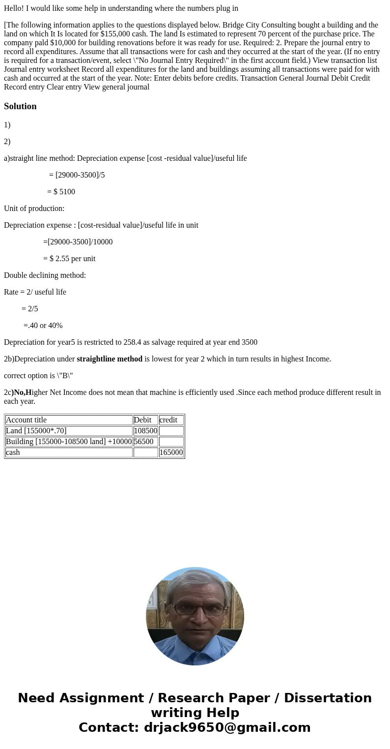 Hello! I would like some help in understanding where the numbers plug in [The following information applies to the questions displayed below. Bridge City Consul