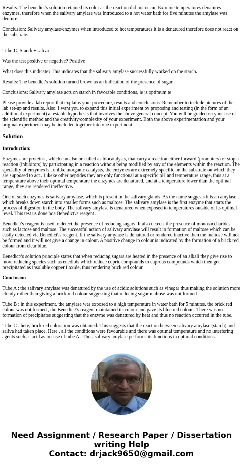 I need a good introduction and conlcusion of this experiment below is the expermeint and my results. In this experiment you will observe the action of the enzym