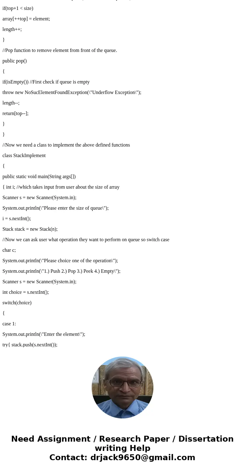 Implement the following operations of a queue using stacks. push(x) -- Push element x to the back of queue. . pop0 -- Removes the element from in front of queu  Implement the following operations of a queue using stacks. push(x) -- Push element x to the back of queue. . pop0 -- Removes the element from in front of queu