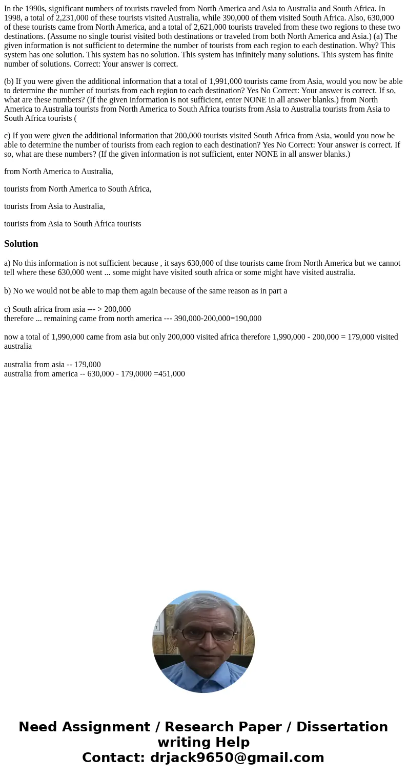 In the 1990s, significant numbers of tourists traveled from North America and Asia to Australia and South Africa. In 1998, a total of 2,231,000 of these tourist