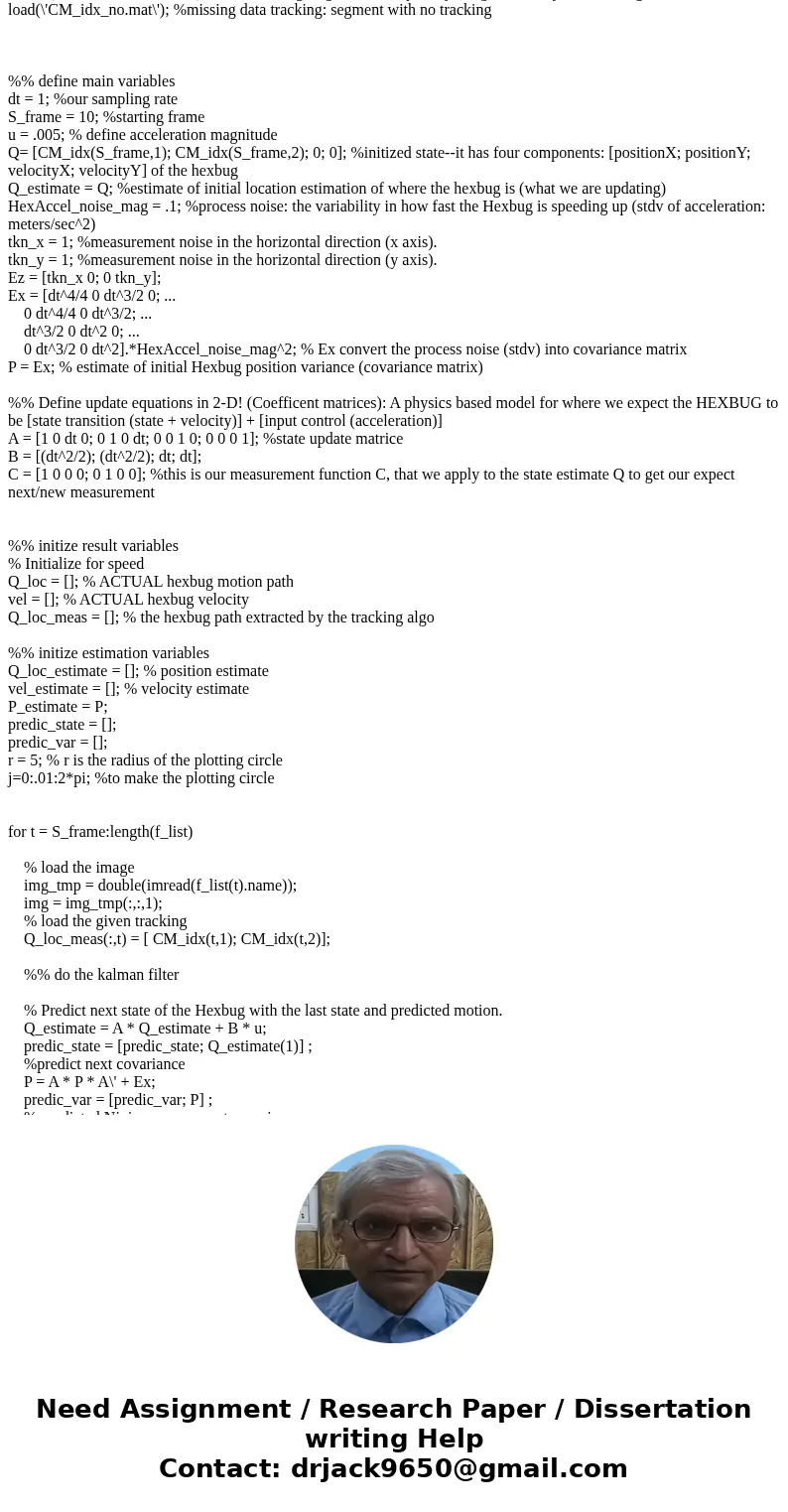 In this project you will be tracking the cursor of your computer by 2-d Kalman filter. Kalman filter is an estimation tool which is used to estimate the state o