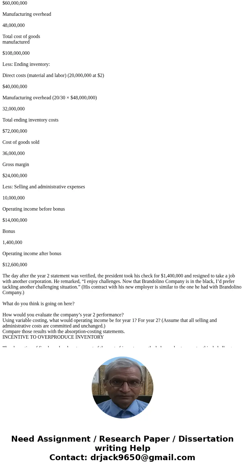  INCENTIVE TO OVERPRODUCE INVENTORY The absorption of fixed overhead costs as part of the cost of inventory on the balance sheet presents ethical challenges bec
