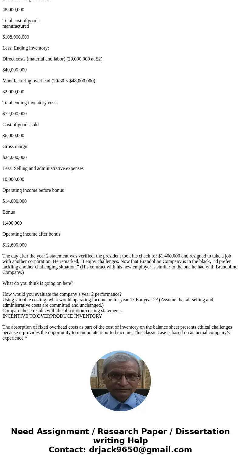  INCENTIVE TO OVERPRODUCE INVENTORY The absorption of fixed overhead costs as part of the cost of inventory on the balance sheet presents ethical challenges bec