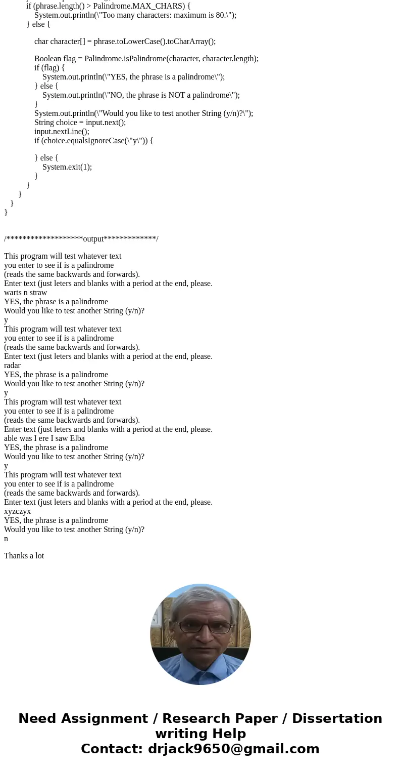 Java programe A palindrome is a word or phrase that reads the same forward and backward, ignoring blanks and considering uppercase and lowercase versions of the Java programe A palindrome is a word or phrase that reads the same forward and backward, ignoring blanks and considering uppercase and lowercase versions of the