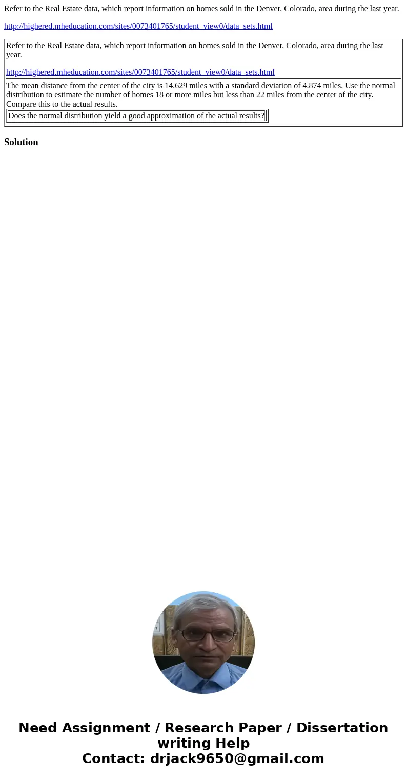 Refer to the Real Estate data, which report information on homes sold in the Denver, Colorado, area during the last year. http://highered.mheducation.com/sites/