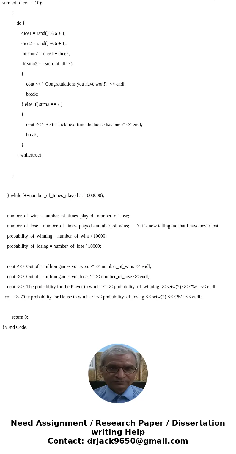 Requirements: (1) Create a function that simulates a throw of two dice. Hint: Create a function (2) The number of throw wll be one million. Count the sum of tw  Requirements: (1) Create a function that simulates a throw of two dice. Hint: Create a function (2) The number of throw wll be one million. Count the sum of tw