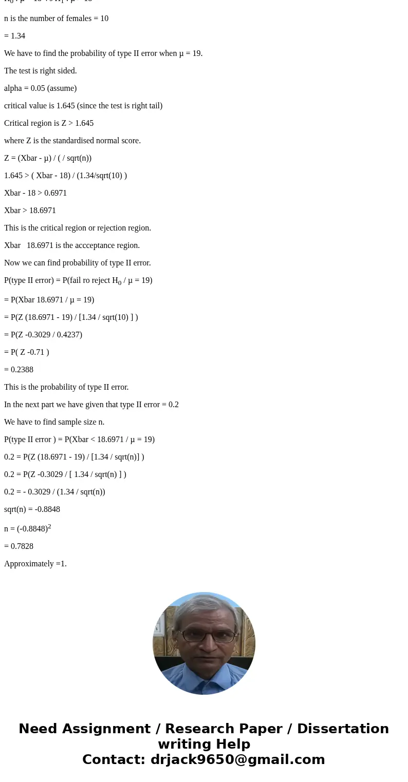Statistics - Female Eating Disorders - SRS, Normal Assumption - Probability of a Type II Error As you may have guessed, there is a part a and a part b, which yo Statistics - Female Eating Disorders - SRS, Normal Assumption - Probability of a Type II Error As you may have guessed, there is a part a and a part b, which yo