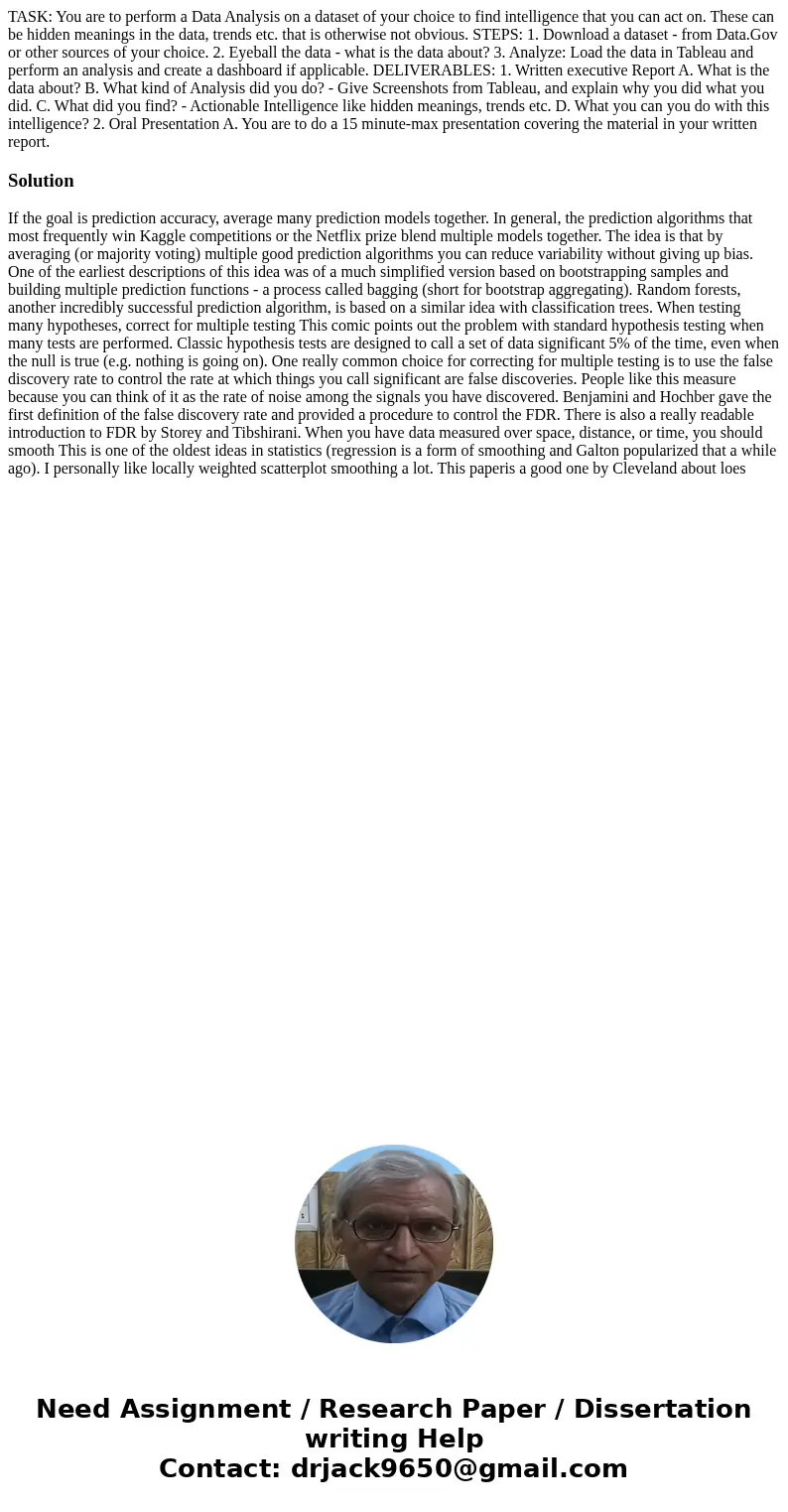 TASK: You are to perform a Data Analysis on a dataset of your choice to find intelligence that you can act on. These can be hidden meanings in the data, trends  TASK: You are to perform a Data Analysis on a dataset of your choice to find intelligence that you can act on. These can be hidden meanings in the data, trends