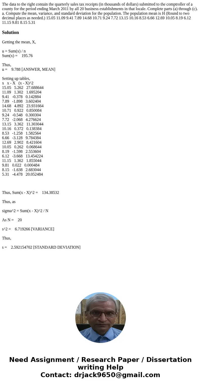 The data to the right contain the quarterly sales tax receipts (in thousands of dollars) submitted to the comptroller of a county for the period ending March 2  The data to the right contain the quarterly sales tax receipts (in thousands of dollars) submitted to the comptroller of a county for the period ending March 2