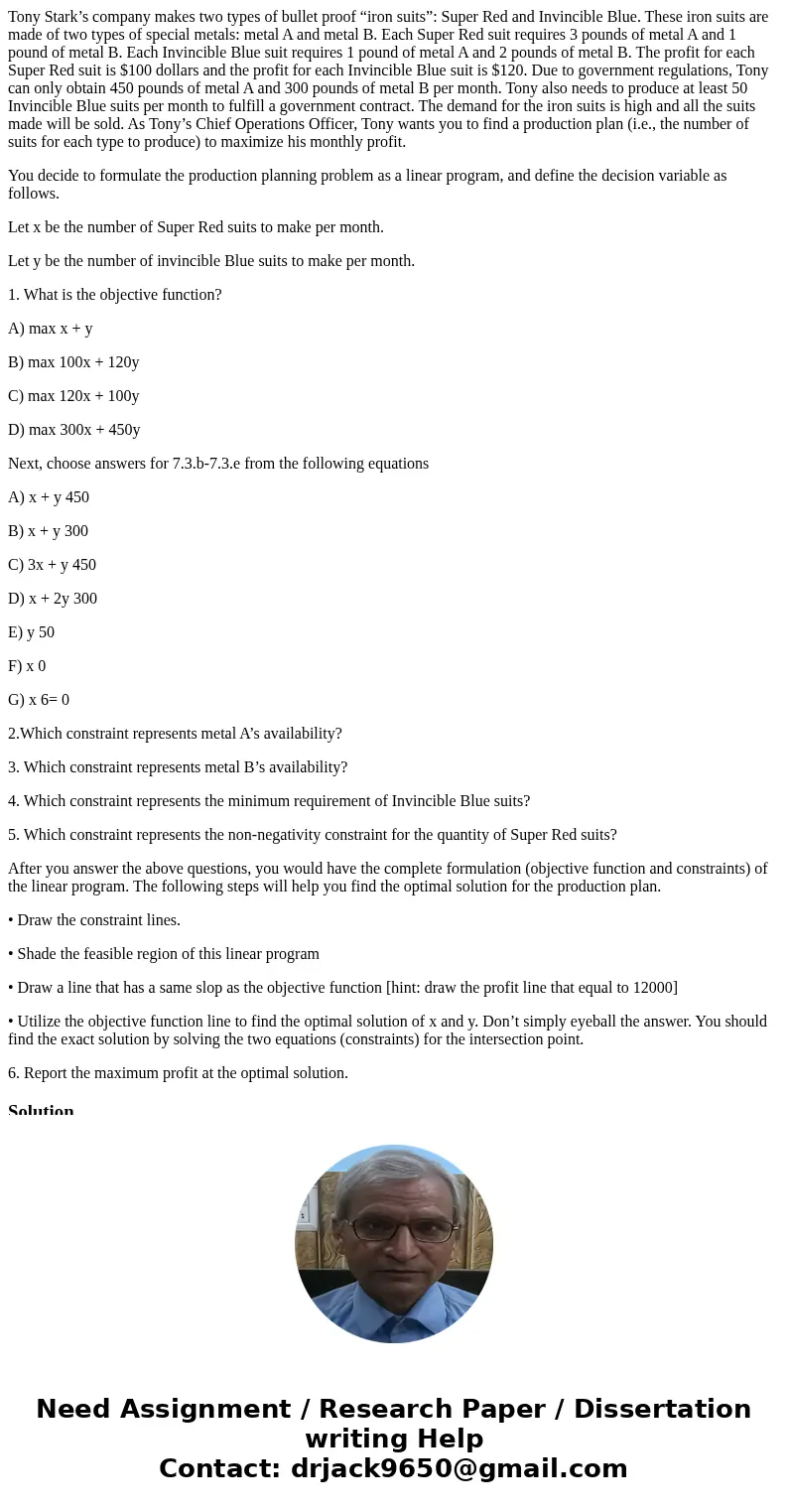 Tony Stark’s company makes two types of bullet proof “iron suits”: Super Red and Invincible Blue. These iron suits are made of two types of special metals: meta