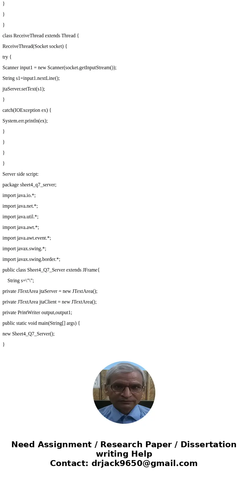 Write a program that enables two users to chat. Implement one user as the server and the other as the client. The server has two text areas: one for entering te Write a program that enables two users to chat. Implement one user as the server and the other as the client. The server has two text areas: one for entering te