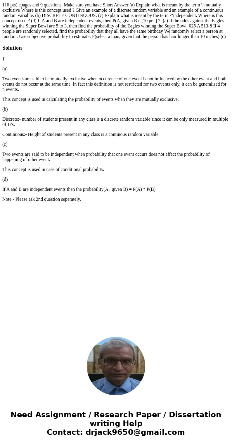 110 pts) cpages and 9 questions. Make sure you have Short Answer (a) Explain what is meant by the term \  110 pts) cpages and 9 questions. Make sure you have Short Answer (a) Explain what is meant by the term \