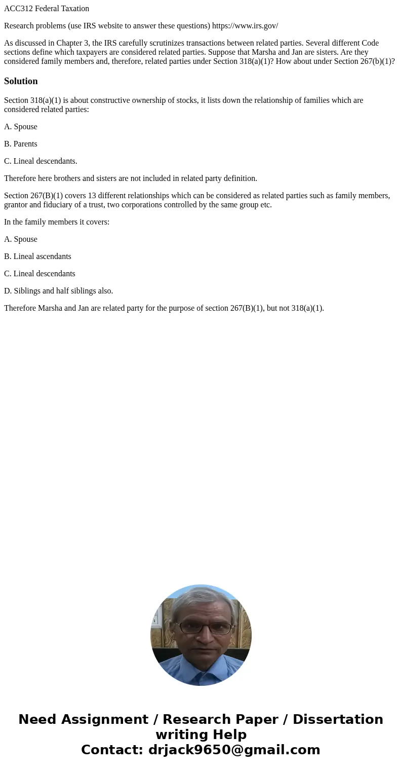 ACC312 Federal Taxation Research problems (use IRS website to answer these questions) https://www.irs.gov/ As discussed in Chapter 3, the IRS carefully scrutini ACC312 Federal Taxation Research problems (use IRS website to answer these questions) https://www.irs.gov/ As discussed in Chapter 3, the IRS carefully scrutini