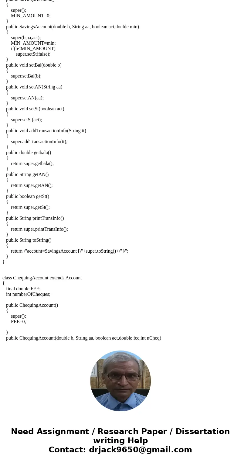 Assignment 2: In this assignment we will focus on inheritance and testing. Continuing from the ATM application in Assignment 1 we will build an inheritance stru Assignment 2: In this assignment we will focus on inheritance and testing. Continuing from the ATM application in Assignment 1 we will build an inheritance stru