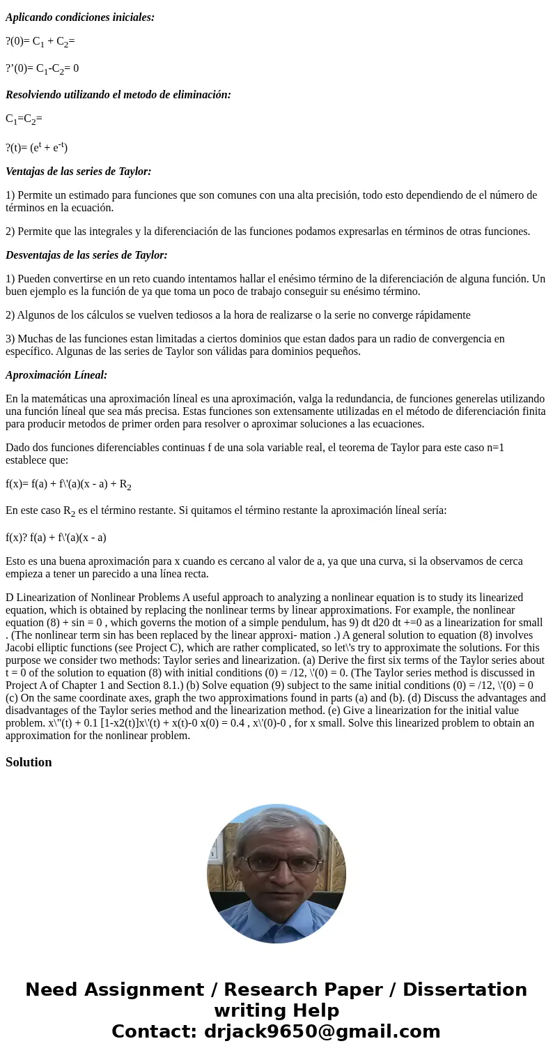 Can someone help me with this problem? I already did the problem I just need the disscusion problem in words and references. Derive the first six terms of the T Can someone help me with this problem? I already did the problem I just need the disscusion problem in words and references. Derive the first six terms of the T
