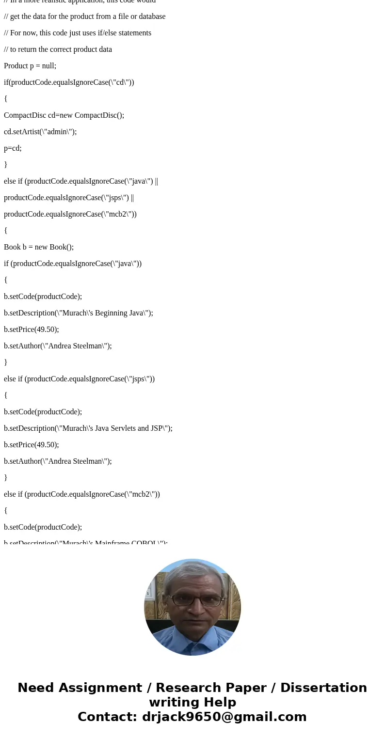 Changes that need to be made: Create CompactDisc class as subclass of Product CompactDisc class works like Book and Software classes CompactDisc class has priva Changes that need to be made: Create CompactDisc class as subclass of Product CompactDisc class works like Book and Software classes CompactDisc class has priva