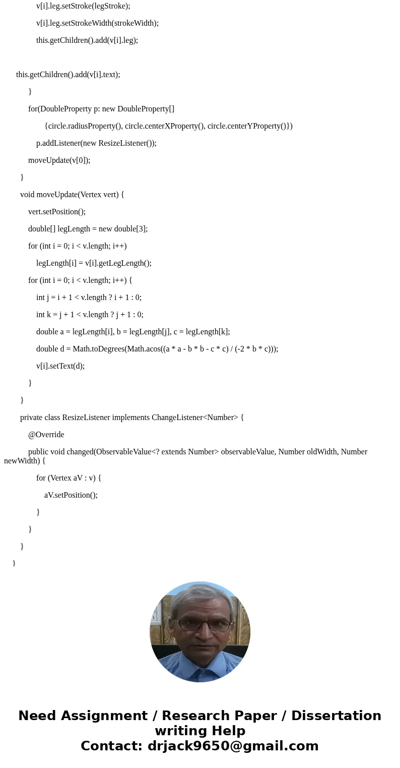 Create a java project that: - Draw a circle with three random initial points on the circle. - Link the points to form a triangle. - Print the angles values in t Create a java project that: - Draw a circle with three random initial points on the circle. - Link the points to form a triangle. - Print the angles values in t