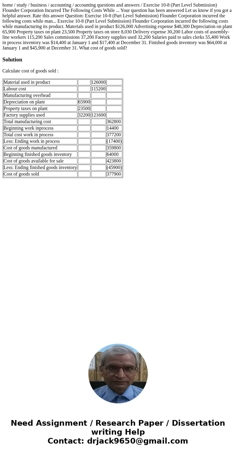 home / study / business / accounting / accounting questions and answers / Exercise 10-8 (Part Level Submission) Flounder Corporation Incurred The Following Cost home / study / business / accounting / accounting questions and answers / Exercise 10-8 (Part Level Submission) Flounder Corporation Incurred The Following Cost