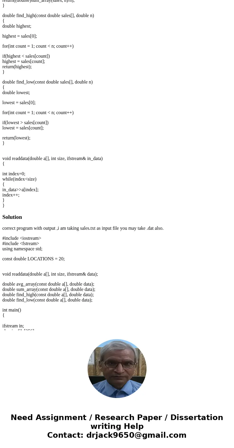 I have a C++ project due tonight and I\'m almost done with program, it just will not compile. Here is the prompt Write a program that reads sales data from a fi I have a C++ project due tonight and I\'m almost done with program, it just will not compile. Here is the prompt Write a program that reads sales data from a fi