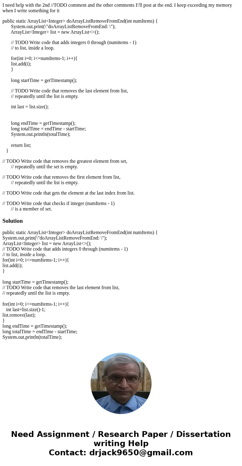 I need help with the 2nd //TODO comment and the other comments I\'ll post at the end. I keep exceeding my memory when I write something for it public static Arr