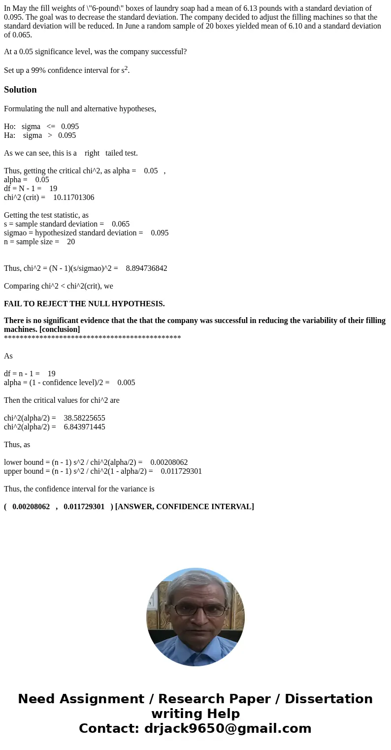 In May the fill weights of \