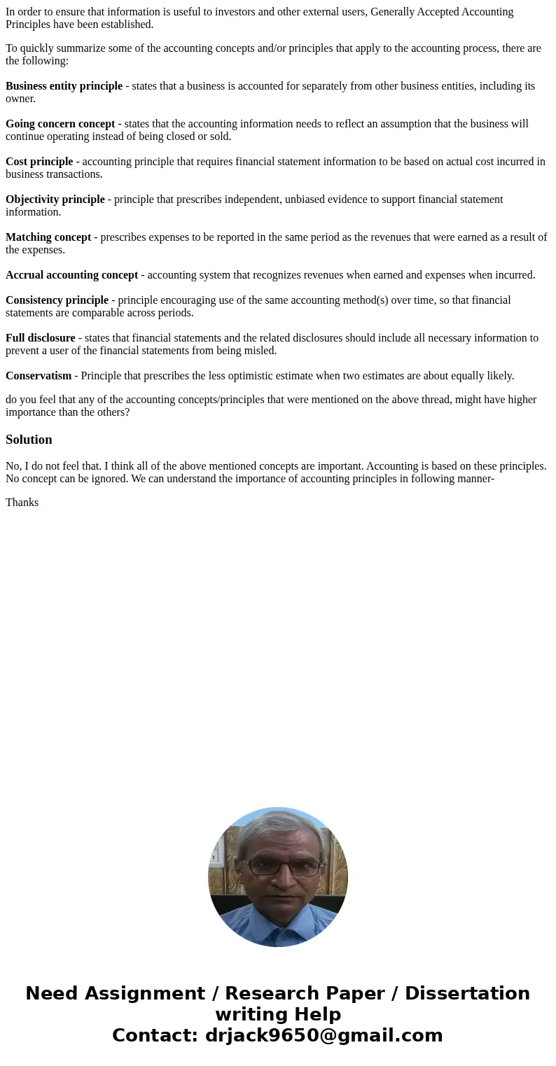 In order to ensure that information is useful to investors and other external users, Generally Accepted Accounting Principles have been established. To quickly  In order to ensure that information is useful to investors and other external users, Generally Accepted Accounting Principles have been established. To quickly