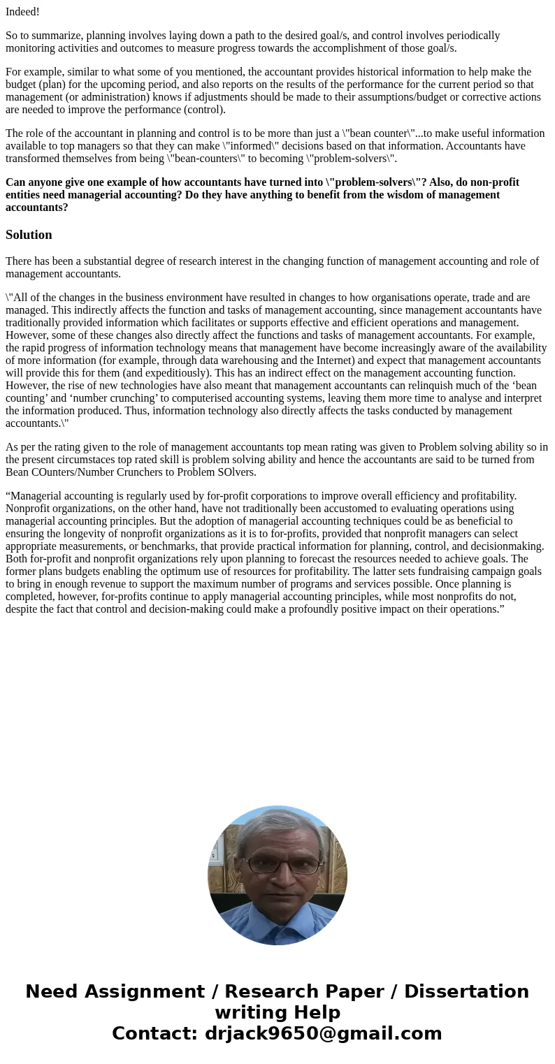 Indeed! So to summarize, planning involves laying down a path to the desired goal/s, and control involves periodically monitoring activities and outcomes to mea Indeed! So to summarize, planning involves laying down a path to the desired goal/s, and control involves periodically monitoring activities and outcomes to mea