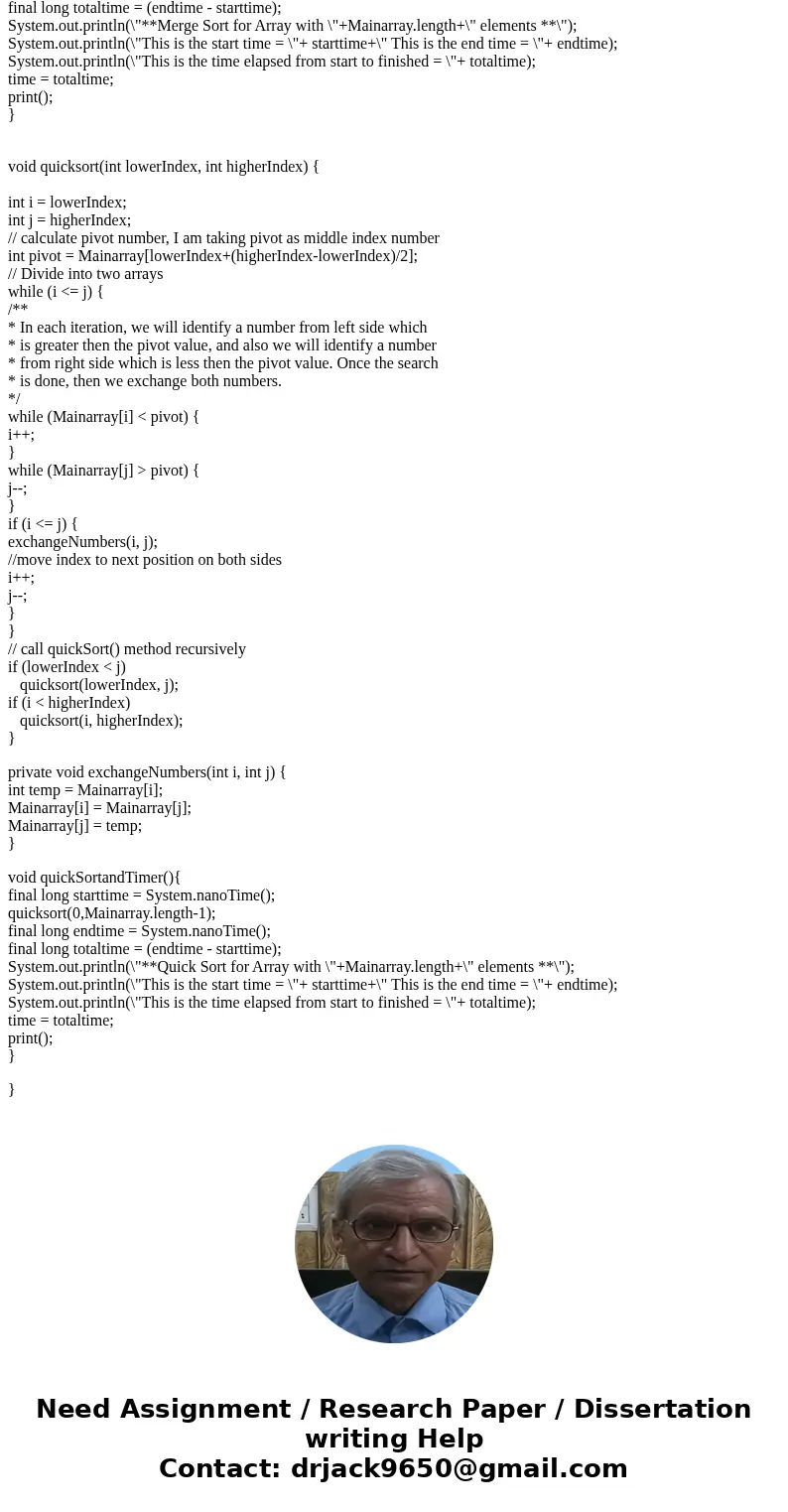 Java Program: I need help making a function to impliment a Merge sort and one for a quick sort. Here is my code so far, I just need help making the sorting func