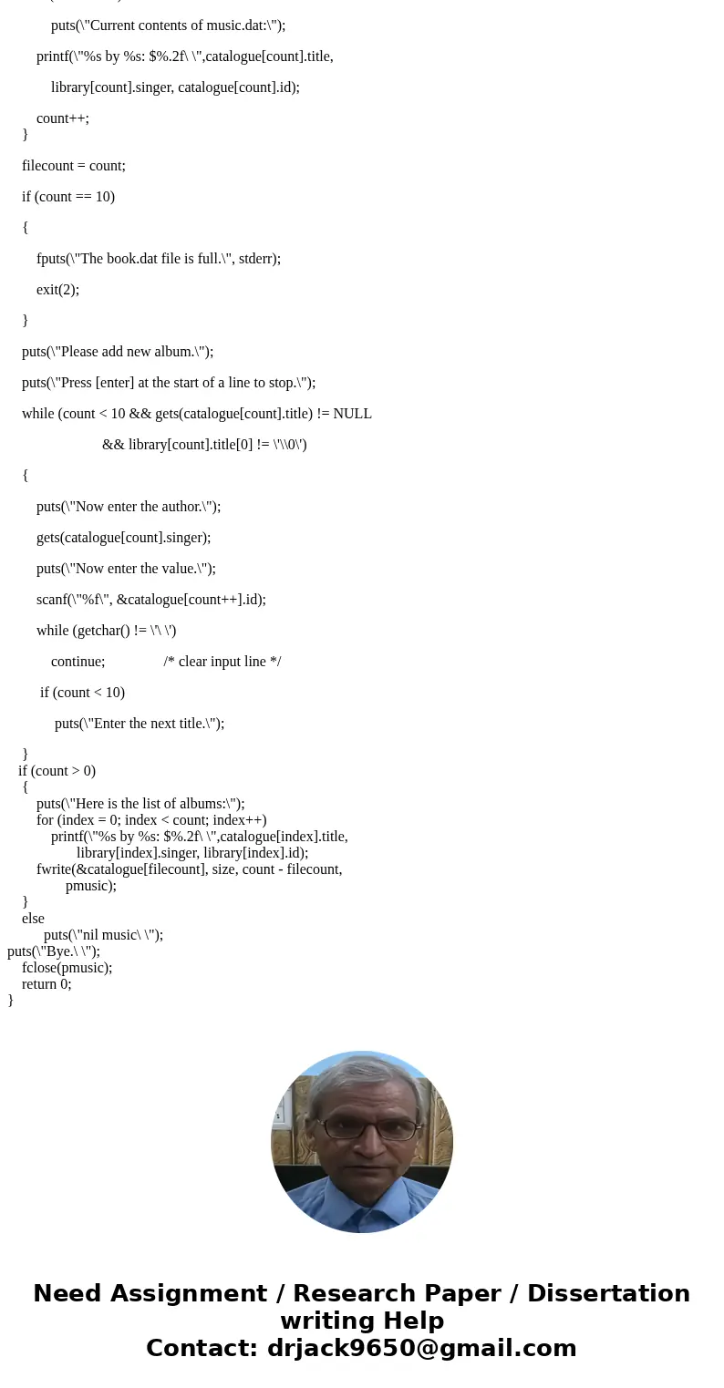 LAB 4 CD Catalogue Assignment For this assessment you are asked to implement and test a program for cataloguing a collection of compact disks. Each compact disk