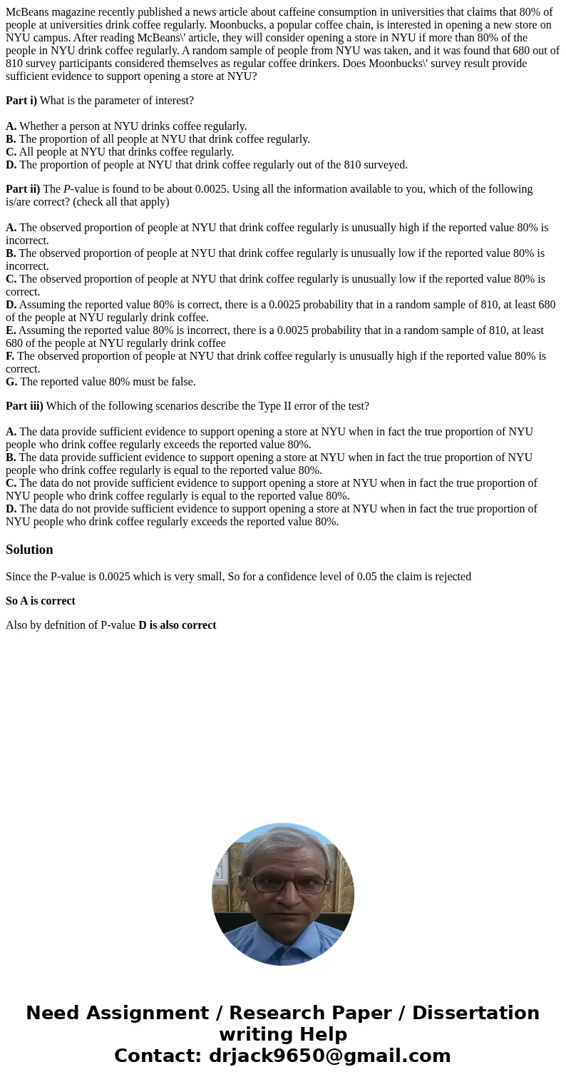 McBeans magazine recently published a news article about caffeine consumption in universities that claims that 80% of people at universities drink coffee regula McBeans magazine recently published a news article about caffeine consumption in universities that claims that 80% of people at universities drink coffee regula