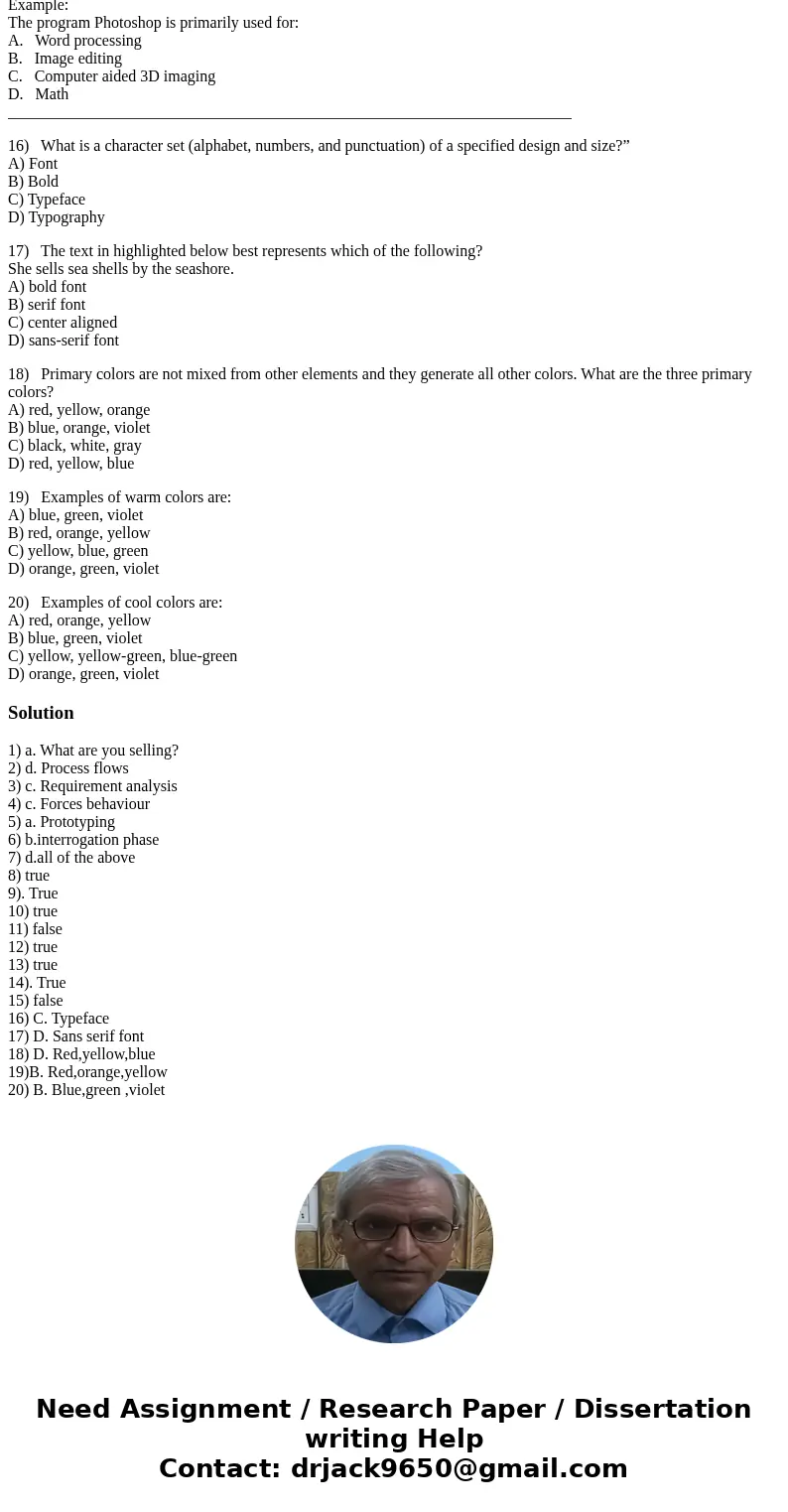 Part 1. Multiple Choice -- 4 points for each correct answer (possible points = 28 for this section) Instructions: For each of the following questions, please BO