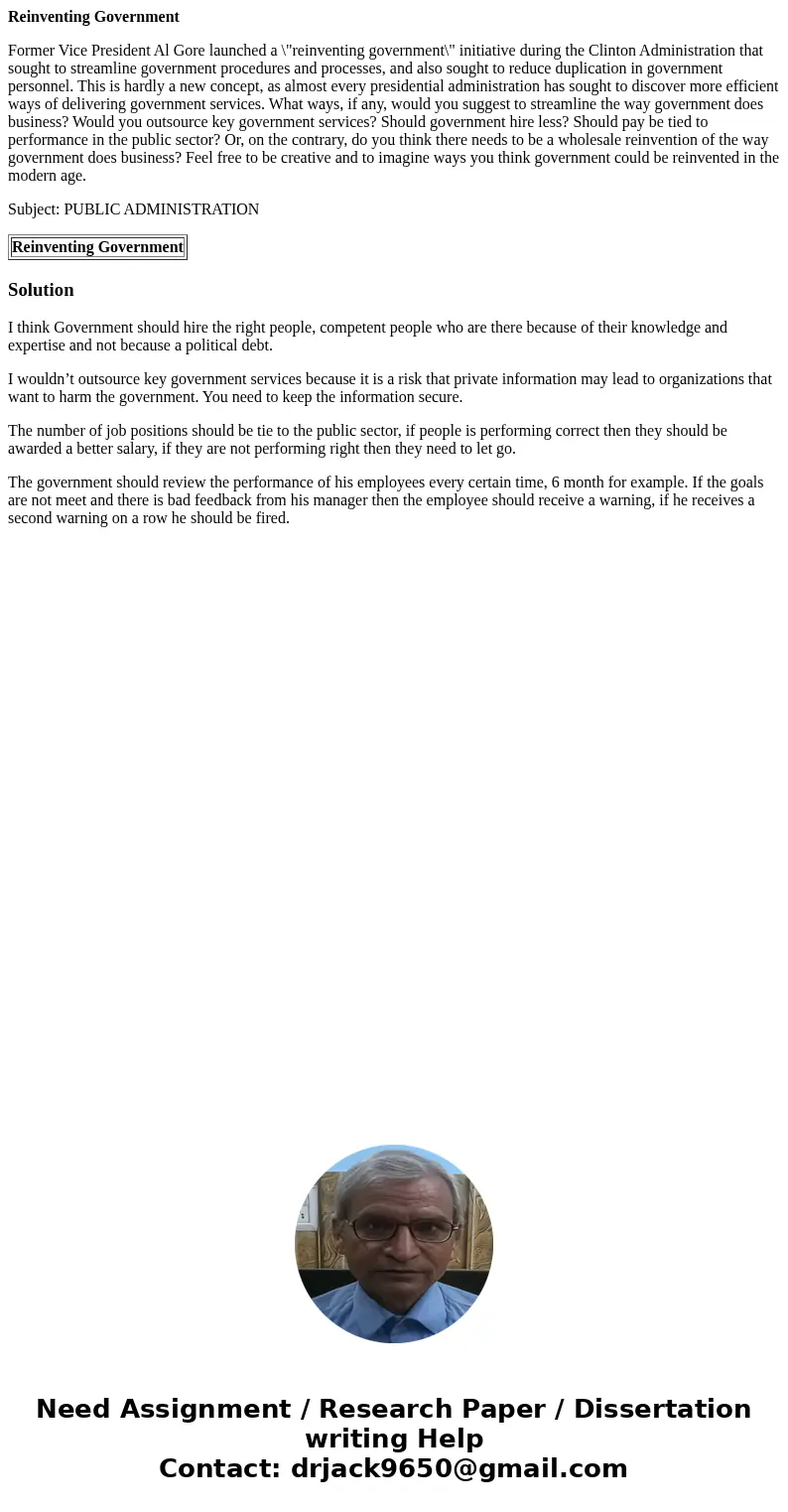 Reinventing Government Former Vice President Al Gore launched a \ Reinventing Government Former Vice President Al Gore launched a \