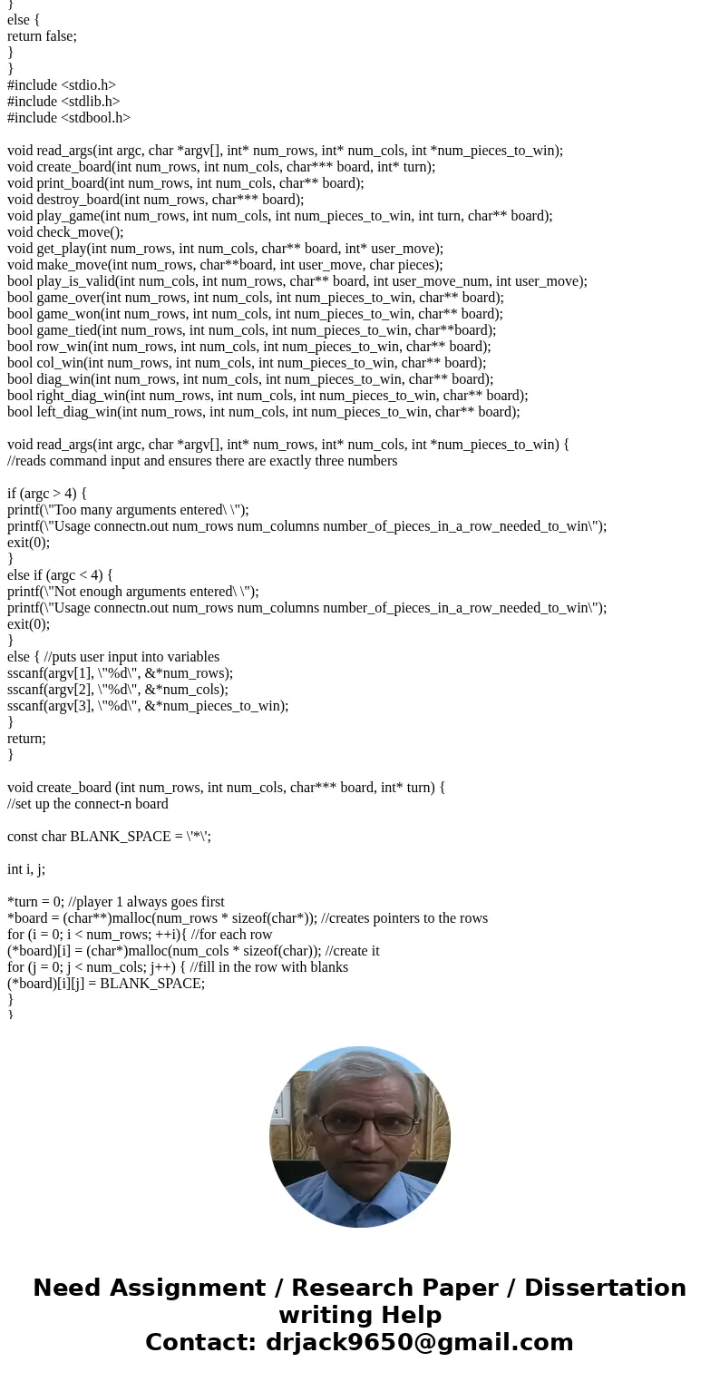 The following is my code for a connectn program. When I run my code in the tester, I failed two out 10 tests. I was hoping for some help in finding what causes 