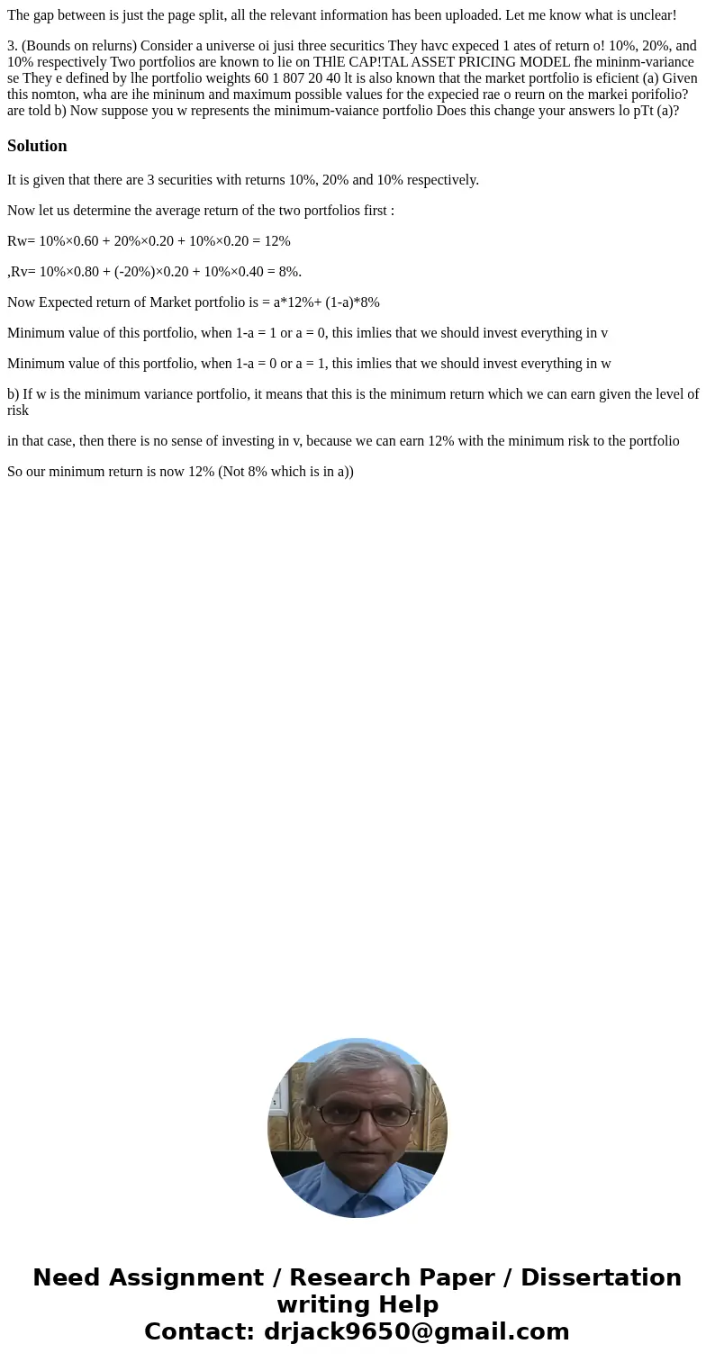 The gap between is just the page split, all the relevant information has been uploaded. Let me know what is unclear! 3. (Bounds on relurns) Consider a universe  The gap between is just the page split, all the relevant information has been uploaded. Let me know what is unclear! 3. (Bounds on relurns) Consider a universe