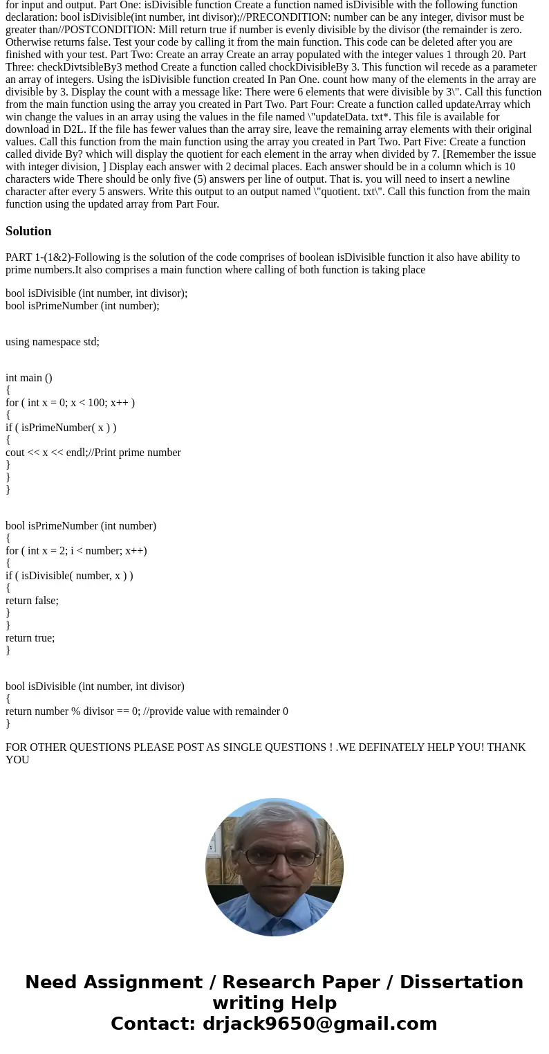  This project will evaluate your ability to create and use functions and arrays. In addition, you will be required to use files for input and output. Part One: 