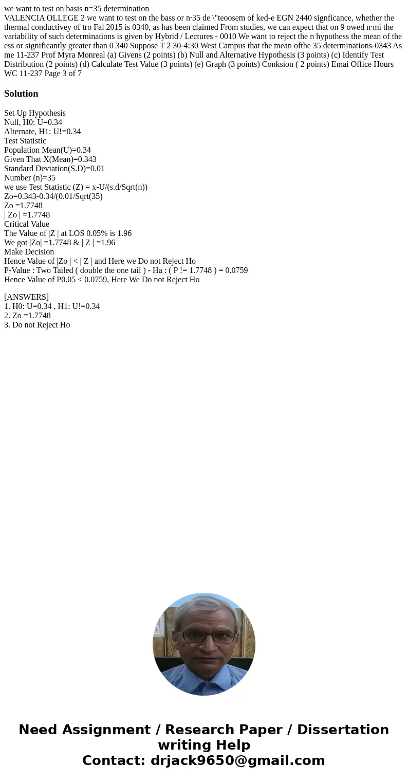 we want to test on basis n=35 determination VALENCIA OLLEGE 2 we want to test on the bass or n·35 de \ we want to test on basis n=35 determination VALENCIA OLLEGE 2 we want to test on the bass or n·35 de \