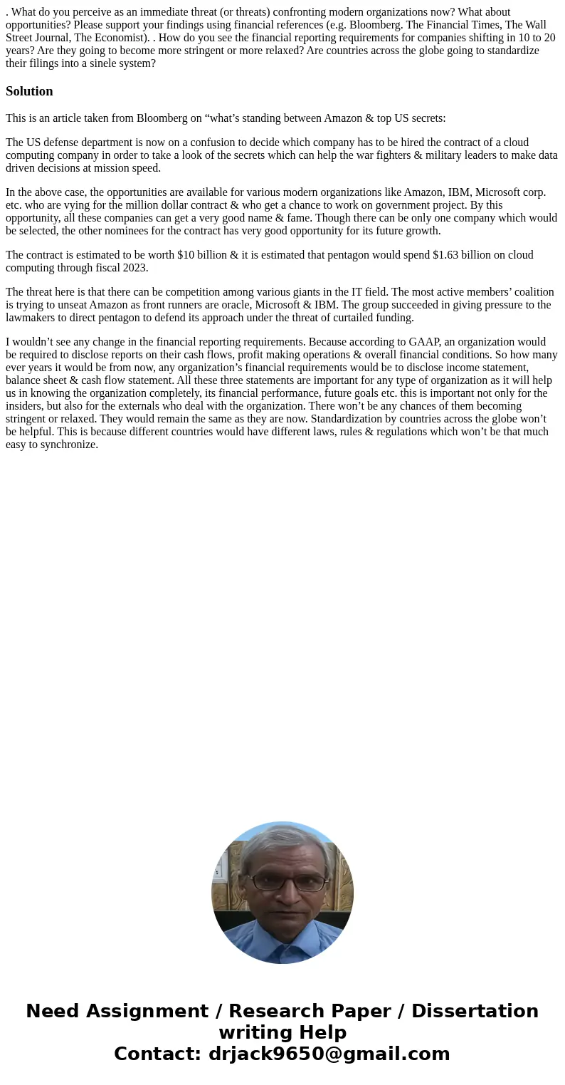 . What do you perceive as an immediate threat (or threats) confronting modern organizations now? What about opportunities? Please support your findings using f  . What do you perceive as an immediate threat (or threats) confronting modern organizations now? What about opportunities? Please support your findings using f