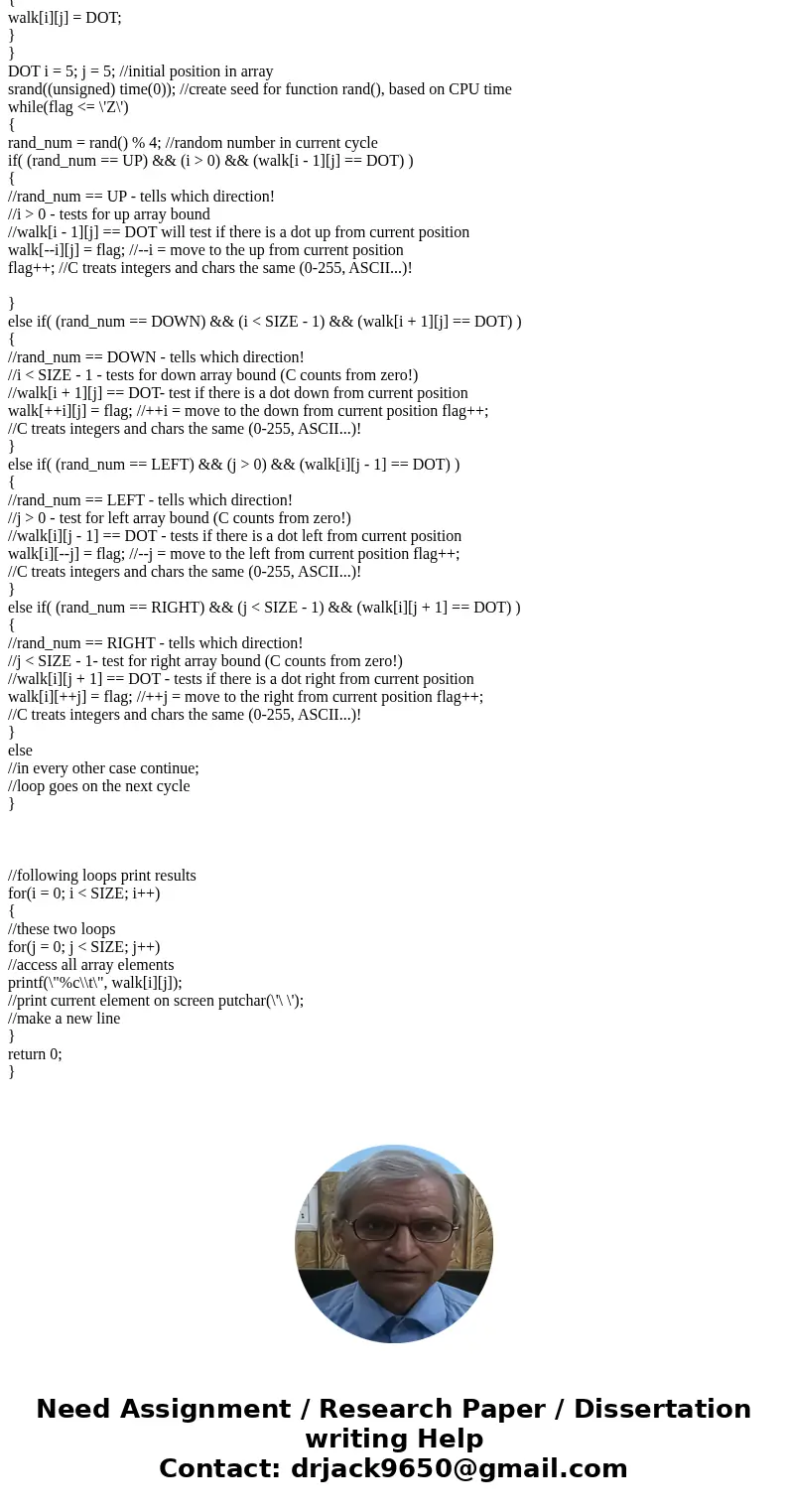 Write a C++ program which generates and displays a random walk across a grid. A 2-dimensional array of characters will be used for this grid. The cells visited  Write a C++ program which generates and displays a random walk across a grid. A 2-dimensional array of characters will be used for this grid. The cells visited