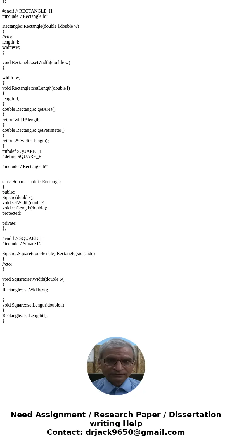 Write a class called Rectangle with double fields for its length and width. It should have set methods for both fields. It should have a constructor that takes  Write a class called Rectangle with double fields for its length and width. It should have set methods for both fields. It should have a constructor that takes