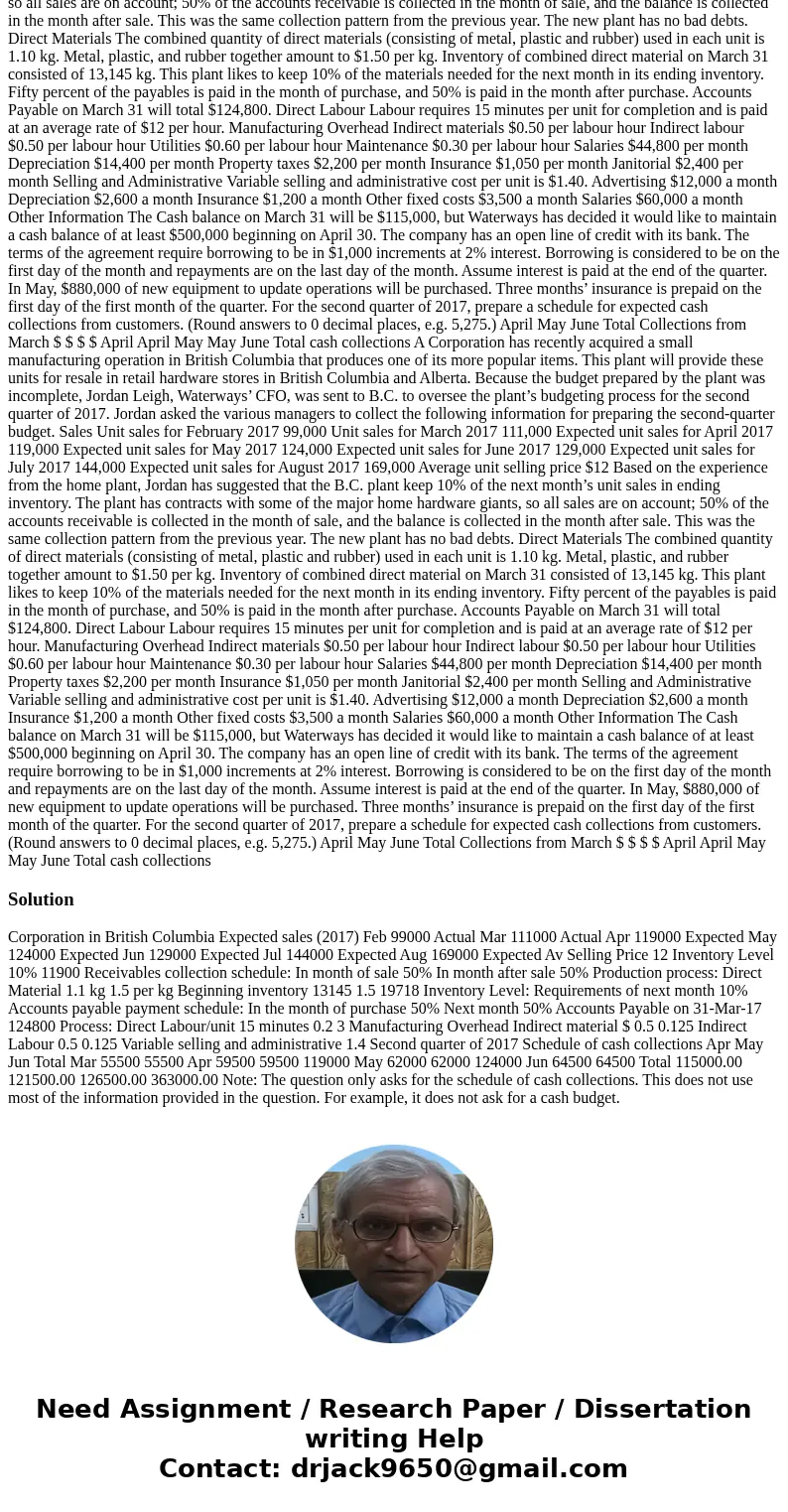 A Corporation has recently acquired a small manufacturing operation in British Columbia that produces one of its more popular items. This plant will provide the A Corporation has recently acquired a small manufacturing operation in British Columbia that produces one of its more popular items. This plant will provide the