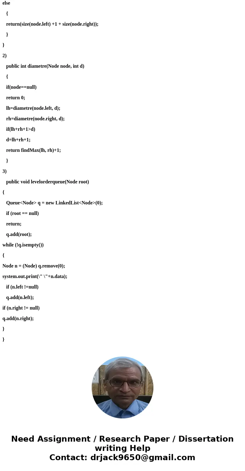 Actually I\'m wodering could you help me to solve ?4??5??6??7?according to the binary tree node class which is given already? 7. (40 pts) Answer the following q