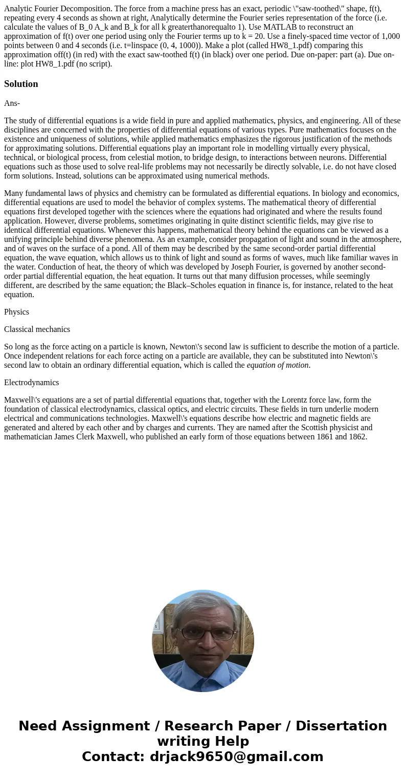 Analytic Fourier Decomposition. The force from a machine press has an exact, periodic \ Analytic Fourier Decomposition. The force from a machine press has an exact, periodic \
